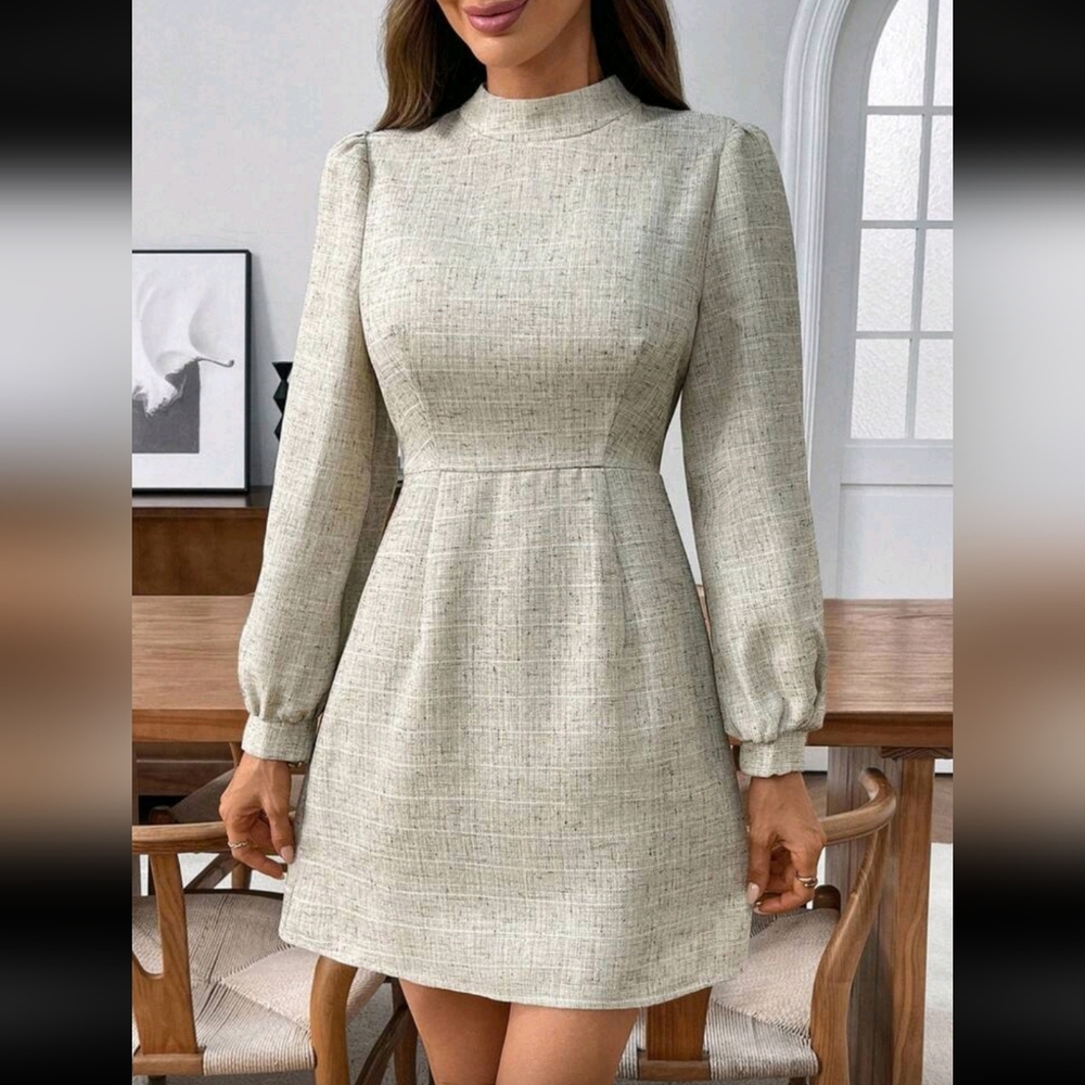 Emery Rose Womens Size S Beige / Apricot Long Sleeve Above Knee Dress New - Picture 8 of 8